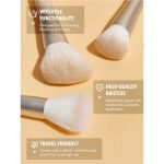 An image of face brush set with comfortable soft handles various heads including foundation brush concealer powder blush highlighter with soft dense bristles for full coverage