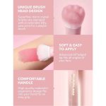 Close up of brush with special cat paw shaped head soft dense bristles ideal for even blush and powder application delicate ergonomic design Sheglam