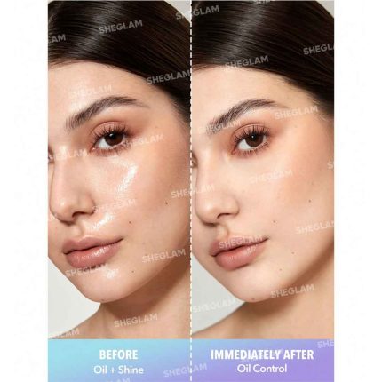 Model face after using Lockd In matte even smooth silky finish shine controlled long lasting natural makeup setting Sheglam