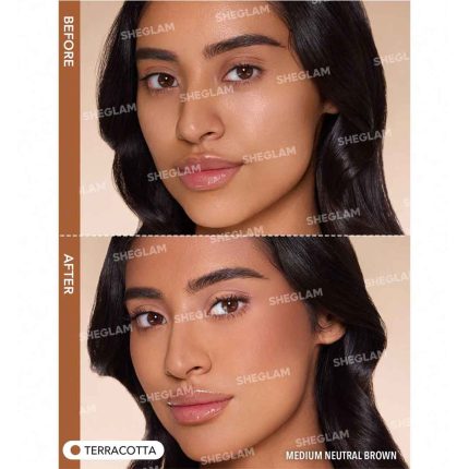Model face after using Terracotta contour warm vibrant summer shadows natural sculpted cheeks and jaw SHEGLAM