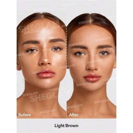 Model facial skin after using Light Brown setting powder matte smooth even look keeps natural finish sets makeup all day sheglam