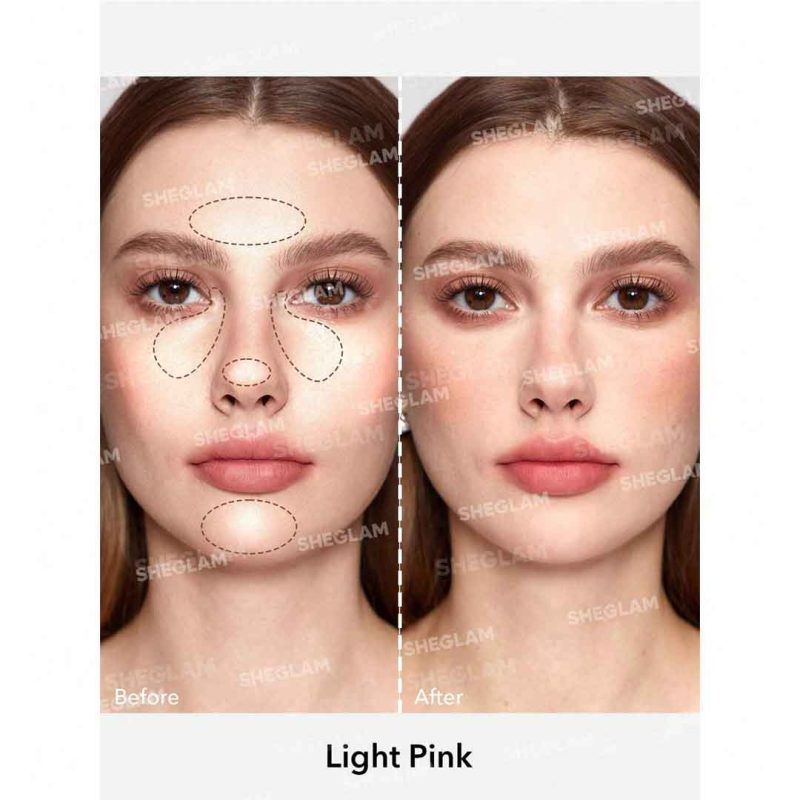 Model facial skin after using Light Pink setting powder matte even shine free finish natural lightweight look for all skin types sheglam