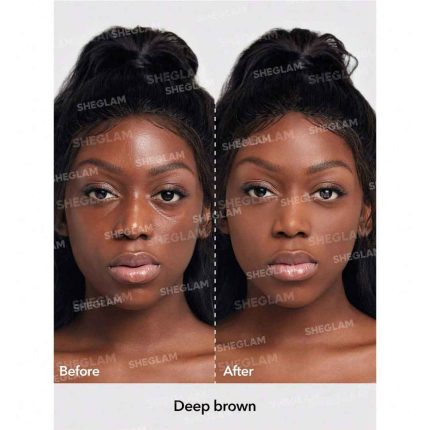 Model facial skin with deep tone after using Deep Brown setting powder matte smooth even finish shine free all day sheglam