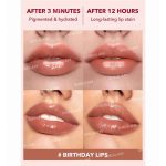Model lips after using Birthday tint vibrant warm natural matte plump colorful lips long lasting comfortable sheglam