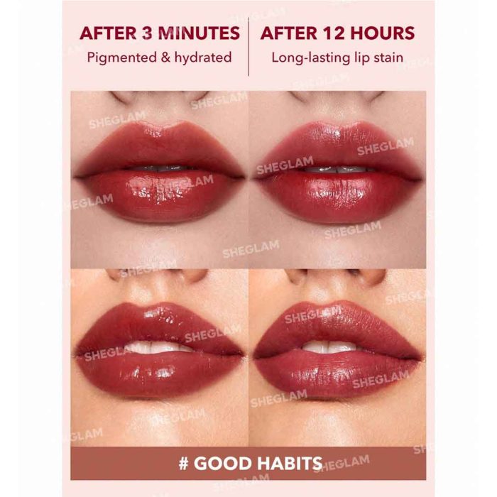 Model lips after using Good Habit tint natural matte soft beautiful finish chic long lasting lips sheglam
