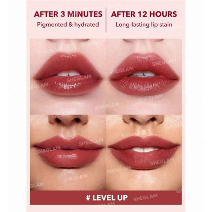 Model lips after using Level Up tint vibrant matte natural finish plump fresh lips long lasting sheglam