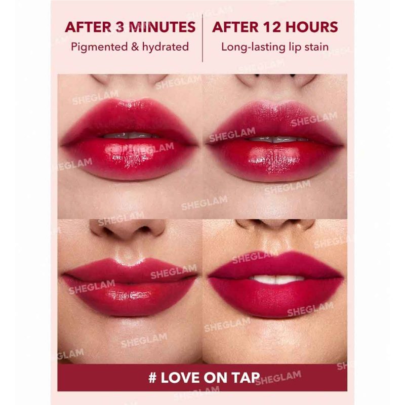 Model lips after using Love On Tap tint natural matte fresh vibrant subtle long lasting sheglam