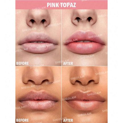 Model lips after using Pink Topaz lip balm soft glossy moisturized lips with natural glow fruity scent sheglam