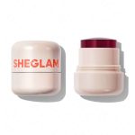 Small glass jar with minimal clear design matte or glossy lid indicating product color ideal for easy carrying in makeup bag leakproof simple practical look Sheglam
