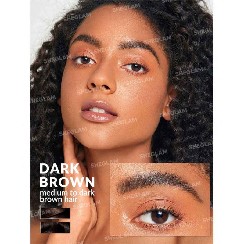 ابروهایی منظم، پر و قهوه‌ای تیره با جلوه‌ای حرفه‌ای پس از استفاده از مداد هاشور–شیگلم