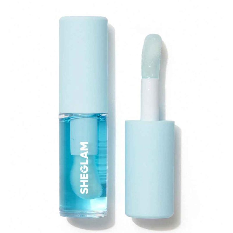 بطری شفاف با طراحی چتری منحصربه‌فرد و رنگ آبی شیشه‌ای، جذاب و قابل‌حمل برای استفاده روزانه – شیگلم