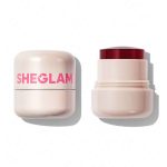 ظرف شیشه‌ای یا پلاستیکی کوچک با درب شفاف یا مات، طراحی مینیمال و کاربردی؛ نشانگر رنگ هلویی رژگونه روی درپوش یا بدنه – شیگلم