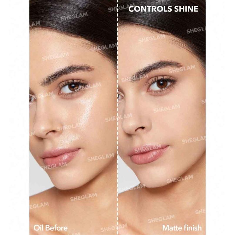 نمای صورت مدل پس از استفاده از Matte Fresh Setting Spray؛ پوست با جلوه‌ای صاف، ابریشمی و به طور محسوس مات، کنترل چربی و تثبیت تمام آرایش – شیگلم