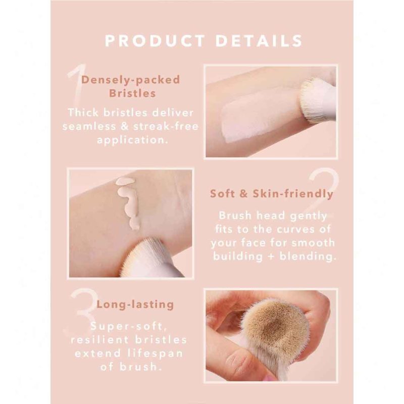نمای نزدیک از سری براش Skinfinite Foundation Brush؛ موهای نرم، متراکم و با برش صاف برای پخش یکنواخت کرمپودر، پوششی بی‌عیب و برنده روی پوست – شیگلم